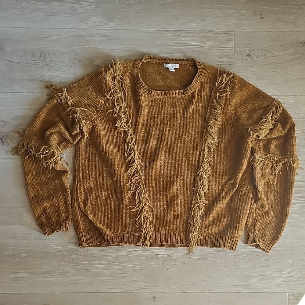 C Est. 1946 Fringed Mustard Sweater - Women's Crewneck